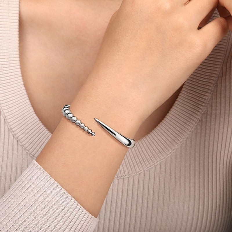 925 Sterling Silver Bujukan Bypass Bangle - BG4957-62SVJJJ-Gabriel & Co.-Renee Taylor Gallery