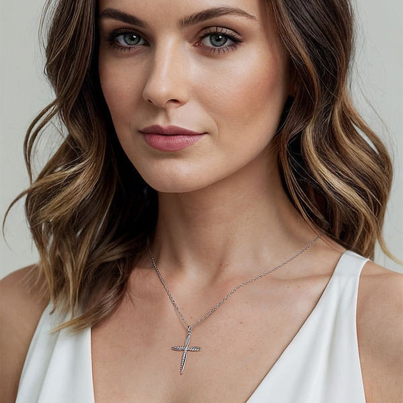 925 Sterling Silver Bujukan Cross Pendant Necklace - LR51851Y4JJJ-Gabriel & Co.-Renee Taylor Gallery
