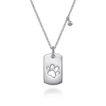 925 Sterling Silver Bujukan Dog Tag Paw Print Pendant Necklace - NK7923SVJJJ-Gabriel & Co.-Renee Taylor Gallery