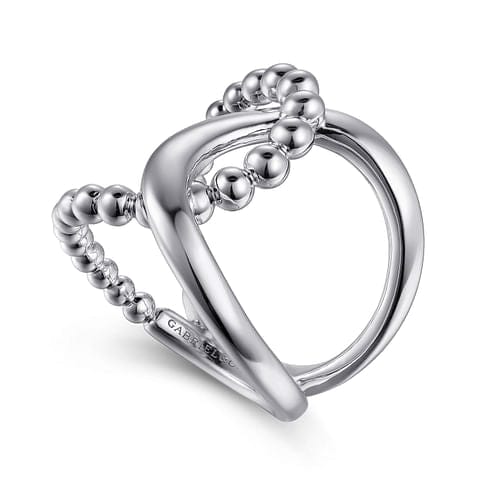 925 Sterling Silver Bujukan Interlocking Wide Band Ring - LR52272SVJJJ-Gabriel & Co.-Renee Taylor Gallery
