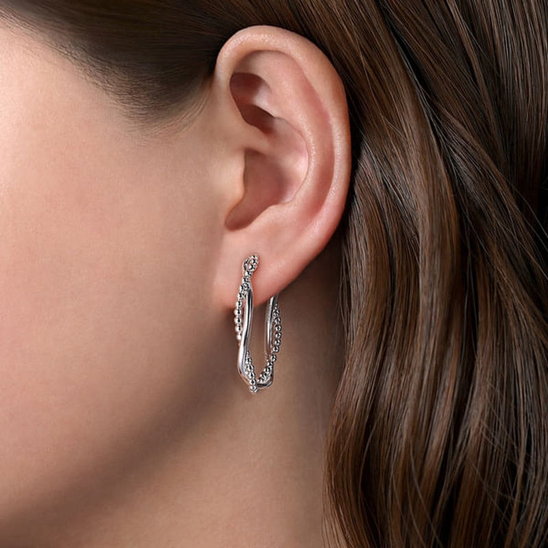 925 Sterling Silver Bujukan Intricate 30mm Hoop Earrings - EG14167SVJJJ-Gabriel & Co.-Renee Taylor Gallery