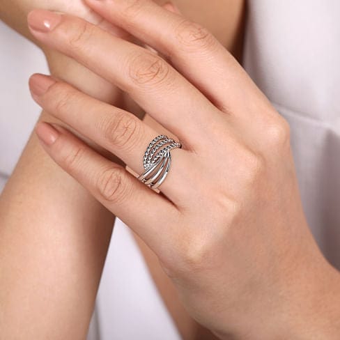 925 Sterling Silver Bujukan Lady's Twisted Ring - LR52320SVJJJ-Gabriel & Co.-Renee Taylor Gallery