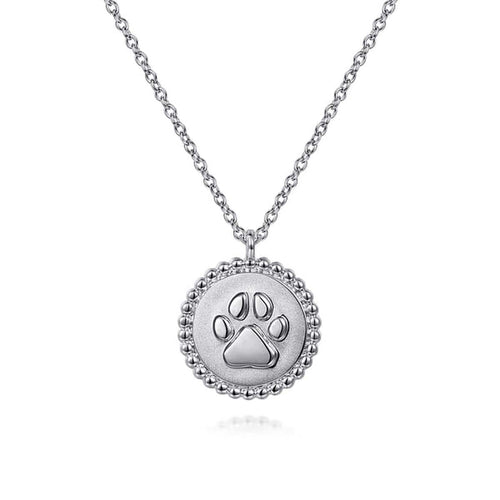 925 Sterling Silver Bujukan Paw Print Pendant Necklace - NK7076SVJJJ-Gabriel & Co.-Renee Taylor Gallery