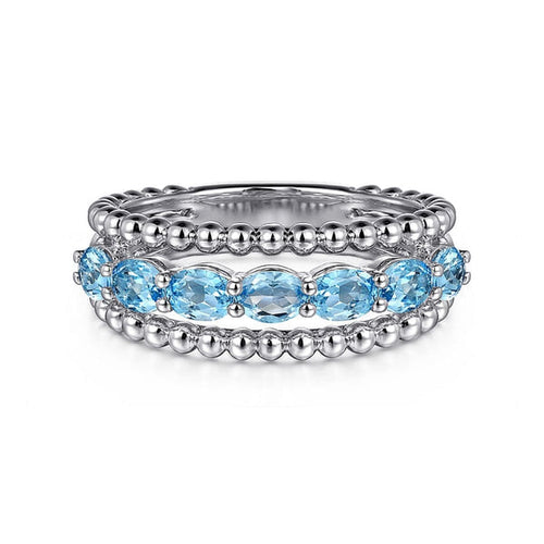 925 Sterling Silver Bujukan Swiss Blue Topaz Easy Stackable Ring - LR52331SVJBT-Gabriel & Co.-Renee Taylor Gallery
