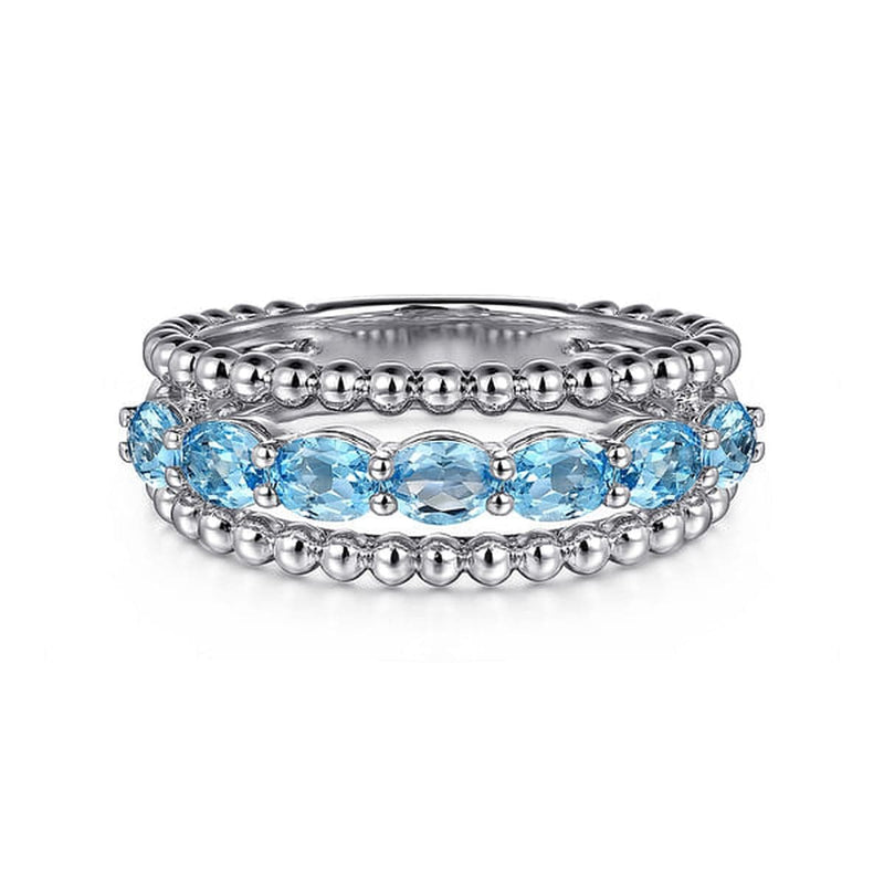 925 Sterling Silver Bujukan Swiss Blue Topaz Easy Stackable Ring - LR52331SVJBT-Gabriel & Co.-Renee Taylor Gallery