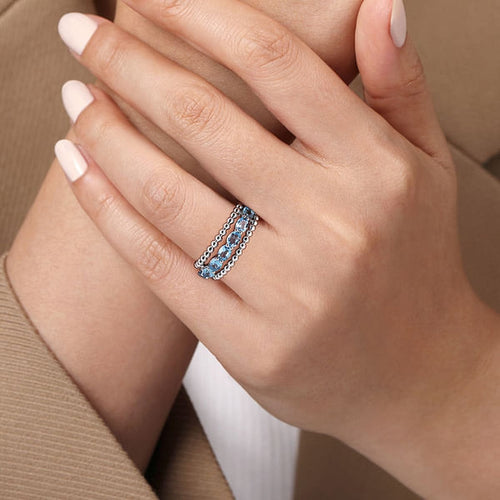 925 Sterling Silver Bujukan Swiss Blue Topaz Easy Stackable Ring - LR52331SVJBT-Gabriel & Co.-Renee Taylor Gallery