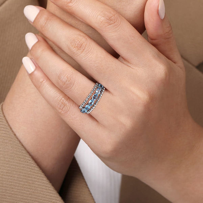 925 Sterling Silver Bujukan Swiss Blue Topaz Easy Stackable Ring - LR52331SVJBT-Gabriel & Co.-Renee Taylor Gallery