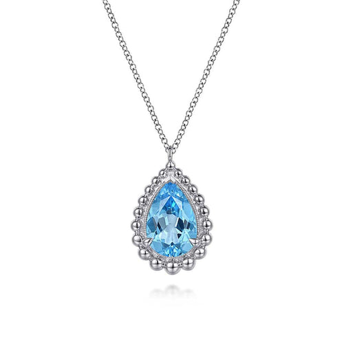 925 Sterling Silver Bujukan Swiss Blue Topaz Pendant Necklace - NK7096SVJBT-Gabriel & Co.-Renee Taylor Gallery