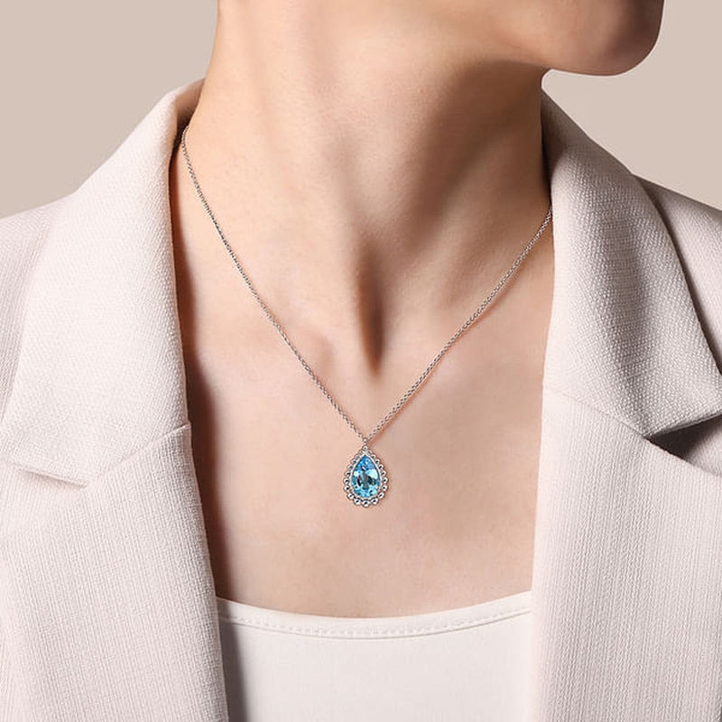 925 Sterling Silver Bujukan Swiss Blue Topaz Pendant Necklace - NK7096SVJBT-Gabriel & Co.-Renee Taylor Gallery