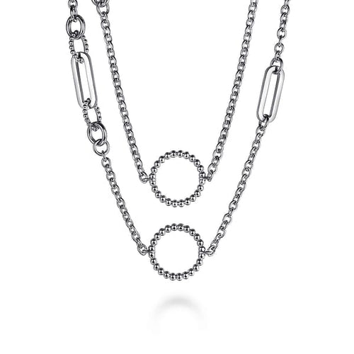 925 Sterling Silver Bujukan Transformable Layered Necklace - NK7716-60SVJJJ-Gabriel & Co.-Renee Taylor Gallery