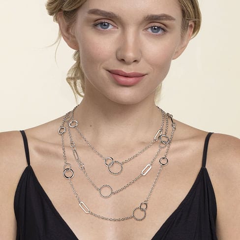 925 Sterling Silver Bujukan Transformable Layered Necklace - NK7716-60SVJJJ-Gabriel & Co.-Renee Taylor Gallery