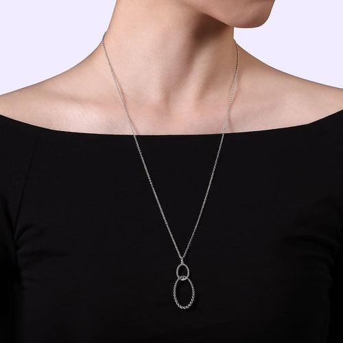 925 Sterling Silver Bujukan White Sapphire Circle Pendant Necklace - NK6889-24SVJWS-Gabriel & Co.-Renee Taylor Gallery
