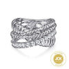 925 Sterling Silver Bujukan White Sapphire Lady's Criss Cross Ring - LR52335SVJWS-Gabriel & Co.-Renee Taylor Gallery
