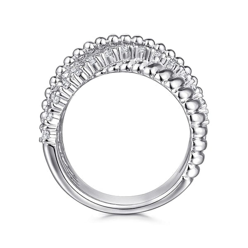 925 Sterling Silver Bujukan White Sapphire Lady's Criss Cross Ring - LR52335SVJWS-Gabriel & Co.-Renee Taylor Gallery