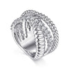 925 Sterling Silver Bujukan White Sapphire Lady's Criss Cross Ring - LR52335SVJWS-Gabriel & Co.-Renee Taylor Gallery
