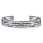 925 Sterling Silver Bujukan White Sapphire Multi Row Cuff - BG5014-62SVJWS-Gabriel & Co.-Renee Taylor Gallery