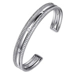 925 Sterling Silver Bujukan White Sapphire Multi Row Cuff - BG5014-62SVJWS-Gabriel & Co.-Renee Taylor Gallery