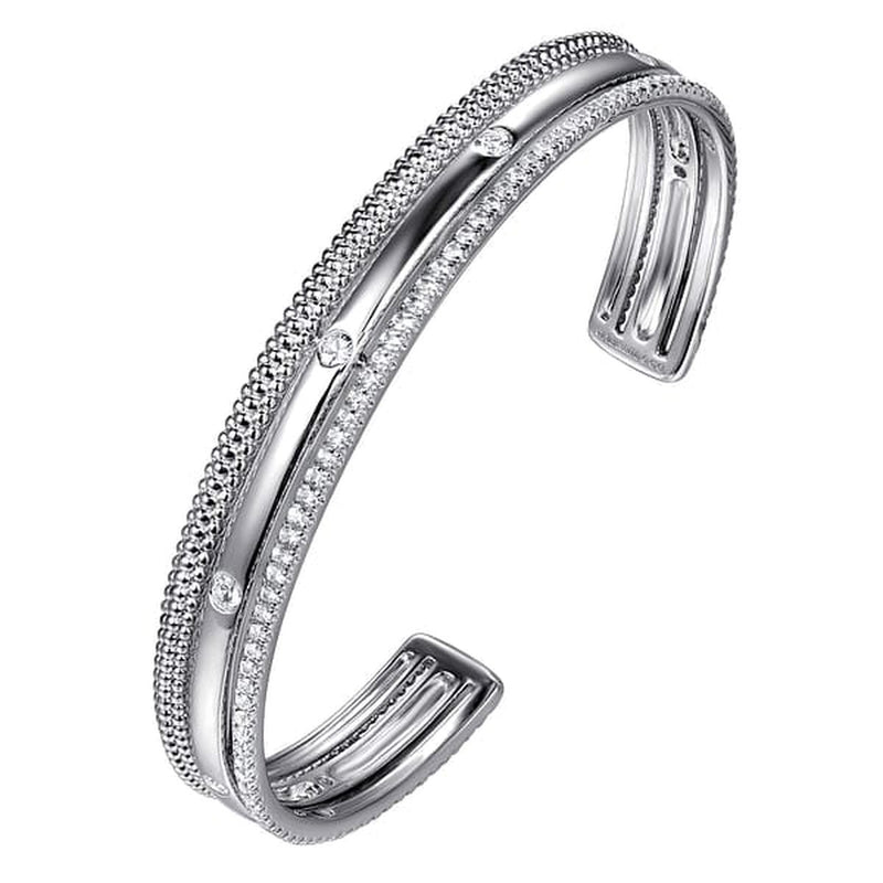 925 Sterling Silver Bujukan White Sapphire Multi Row Cuff - BG5014-62SVJWS-Gabriel & Co.-Renee Taylor Gallery