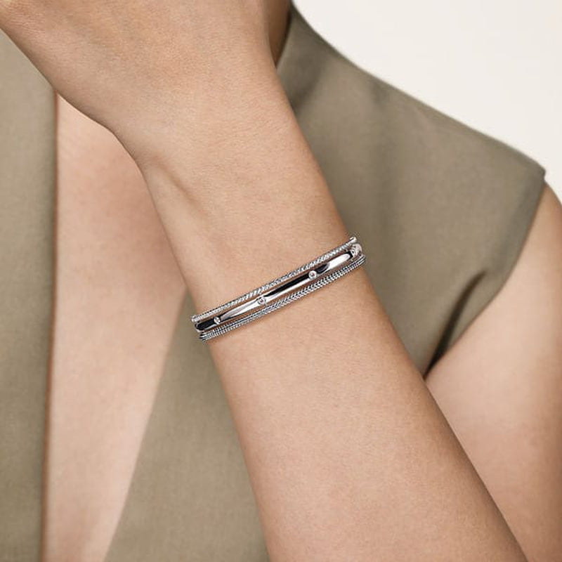 925 Sterling Silver Bujukan White Sapphire Multi Row Cuff - BG5014-62SVJWS-Gabriel & Co.-Renee Taylor Gallery
