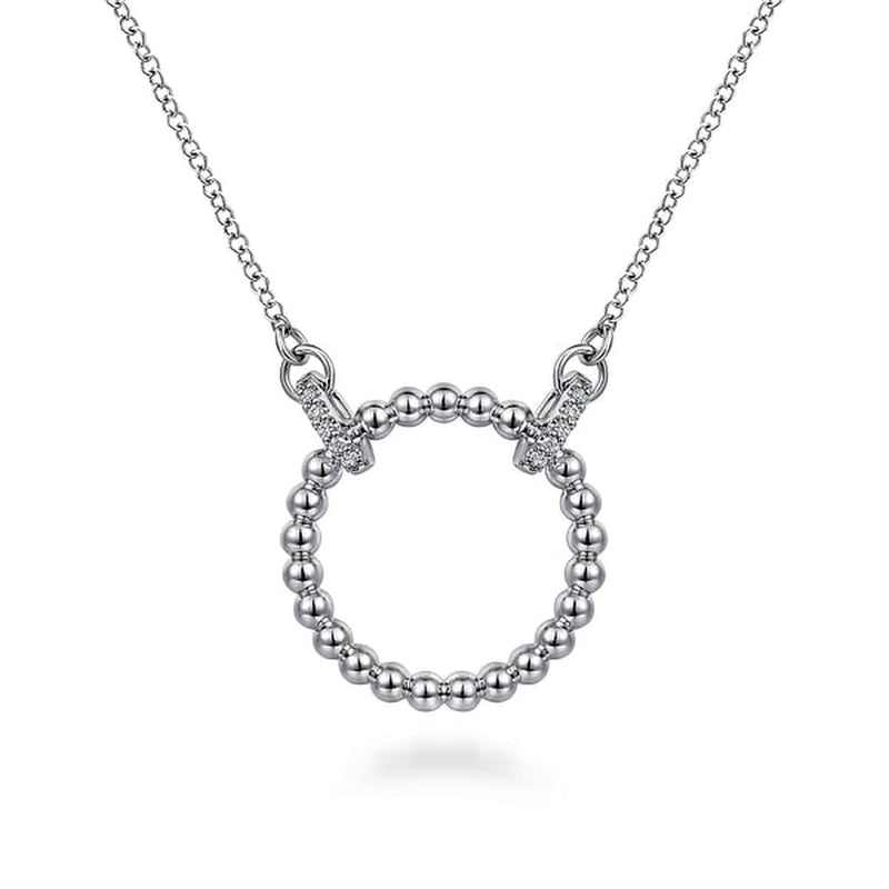 925 Sterling Silver Bujukan White Sapphire Open Circle Pendant Necklace - NK6895SVJWS-Gabriel & Co.-Renee Taylor Gallery