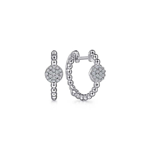 925 Sterling Silver Bujukan White Sapphire Pavé Huggie Earrings - EG14161SVJWS-Gabriel & Co.-Renee Taylor Gallery