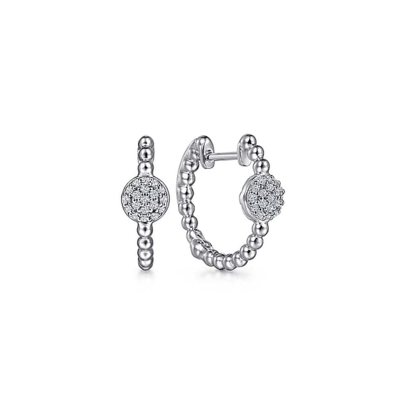925 Sterling Silver Bujukan White Sapphire Pavé Huggie Earrings - EG14161SVJWS-Gabriel & Co.-Renee Taylor Gallery