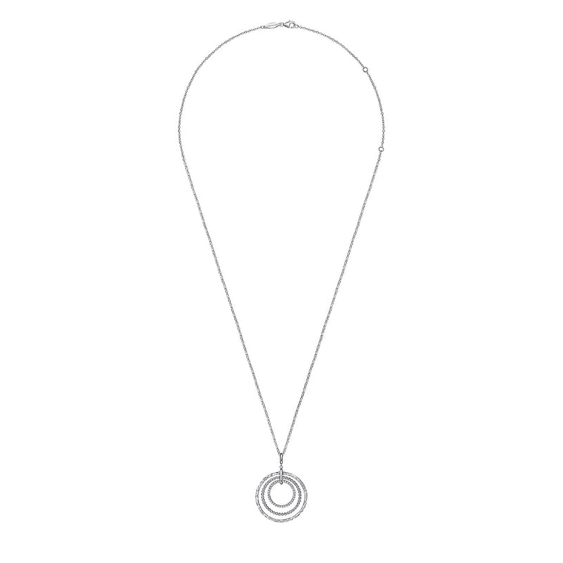925 Sterling Silver Bujukan White Sapphire Triple Row Circle Pendant Necklace - NK6896-24SVJWS-Gabriel & Co.-Renee Taylor Gallery