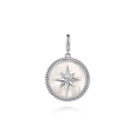 925 Sterling Silver Bujukan White Sapphire and Mother Of Pearl Round Starburst Medallion Pendant - PT6638SVJMC-Gabriel & Co.-Renee Taylor Gallery