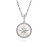925 Sterling Silver Bujukan White Sapphire and Mother Of Pearl Round Starburst Medallion Pendant - PT6638SVJMC-Gabriel & Co.-Renee Taylor Gallery
