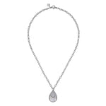 925 Sterling Silver Bujukan and White Sapphire Teardrop Pendant Necklace - NK7719-20SVJWS-Gabriel & Co.-Renee Taylor Gallery