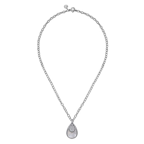 925 Sterling Silver Bujukan and White Sapphire Teardrop Pendant Necklace - NK7719-20SVJWS-Gabriel & Co.-Renee Taylor Gallery