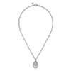 925 Sterling Silver Bujukan White Sapphire and White Mother of Pearl Teardrop Pendant Necklace - NK7727-20SVJMC-Gabriel & Co.-Renee Taylor Gallery