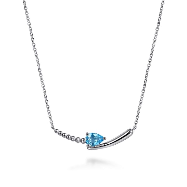 925 Sterling Silver Bujukan and Blue Topaz Bypass Bar Necklace - NK7930SVJBT-Gabriel & Co.-Renee Taylor Gallery