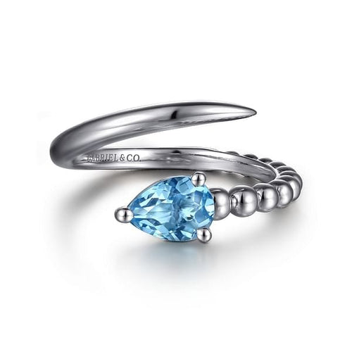 925 Sterling Silver Bujukan and Blue Topaz Bypass Ring - LR52863SVJBT-Gabriel & Co.-Renee Taylor Gallery