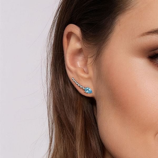 925 Sterling Silver Bujukan and Blue Topaz Ear Climber Earrings - EG15438SVJBT-Gabriel & Co.-Renee Taylor Gallery
