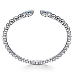 925 Sterling Silver Bujukan and Pear Shape Blue Topaz Split Bangle Bracelet - BG5027-62SVJBT-Gabriel & Co.-Renee Taylor Gallery