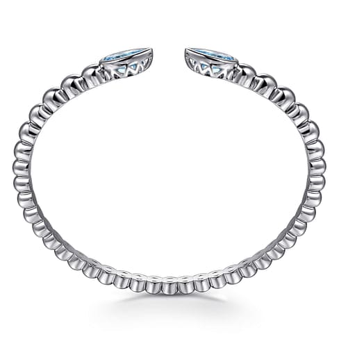 925 Sterling Silver Bujukan and Pear Shape Blue Topaz Split Bangle Bracelet - BG5027-62SVJBT-Gabriel & Co.-Renee Taylor Gallery