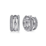 925 Sterling Silver Bujukan and White Sapphire Huggie Earrings - EG15229SVJWS-Gabriel & Co.-Renee Taylor Gallery