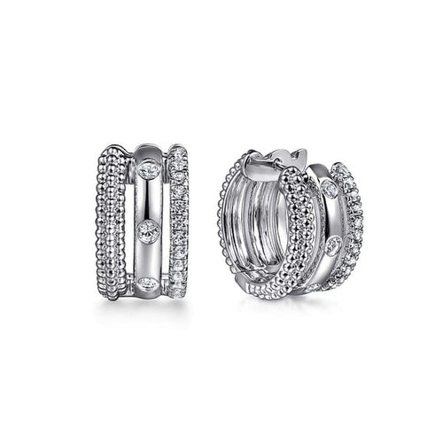 925 Sterling Silver Bujukan and White Sapphire Huggie Earrings - EG15229SVJWS-Gabriel & Co.-Renee Taylor Gallery