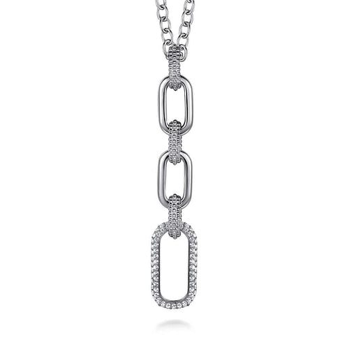 925 Sterling Silver Bujukan and White Sapphire Link Pendant Drop Necklace - NK7718-20SVJWS-Gabriel & Co.-Renee Taylor Gallery