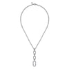 925 Sterling Silver Bujukan and White Sapphire Link Pendant Drop Necklace - NK7718-20SVJWS-Gabriel & Co.-Renee Taylor Gallery