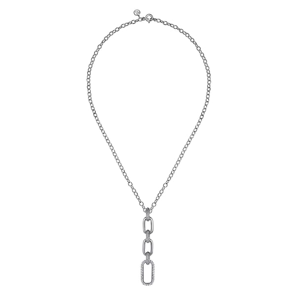 925 Sterling Silver Bujukan and White Sapphire Link Pendant Drop Necklace - NK7718-20SVJWS-Gabriel & Co.-Renee Taylor Gallery