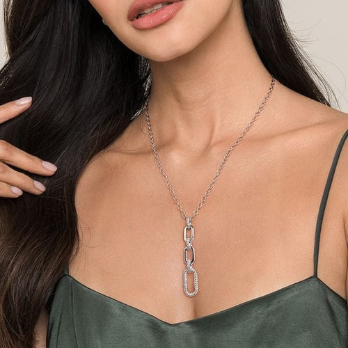 925 Sterling Silver Bujukan and White Sapphire Link Pendant Drop Necklace - NK7718-20SVJWS-Gabriel & Co.-Renee Taylor Gallery