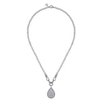 925 Sterling Silver Bujukan and White Sapphire Teardrop Pendant Necklace - NK7719-20SVJWS-Gabriel & Co.-Renee Taylor Gallery