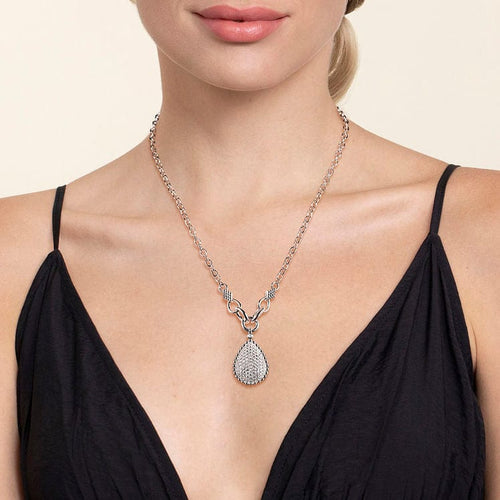 925 Sterling Silver Bujukan and White Sapphire Teardrop Pendant Necklace - NK7719-20SVJWS-Gabriel & Co.-Renee Taylor Gallery