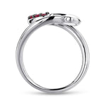 925 Sterling Silver Bypass Heart Ring with Ruby Stone - LR51042SVJRB-Gabriel & Co.-Renee Taylor Gallery