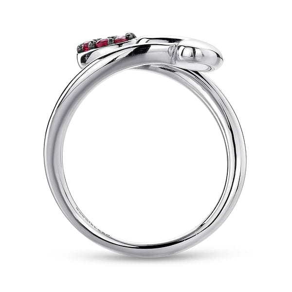 925 Sterling Silver Bypass Heart Ring with Ruby Stone - LR51042SVJRB-Gabriel & Co.-Renee Taylor Gallery