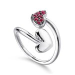 925 Sterling Silver Bypass Heart Ring with Ruby Stone - LR51042SVJRB-Gabriel & Co.-Renee Taylor Gallery