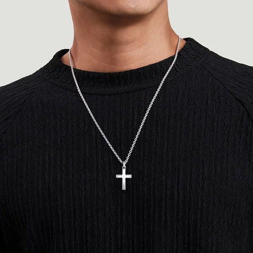 925 Sterling Silver Cross Pendant with Beveled Trim - PCM6534SVJJJ-Gabriel & Co.-Renee Taylor Gallery