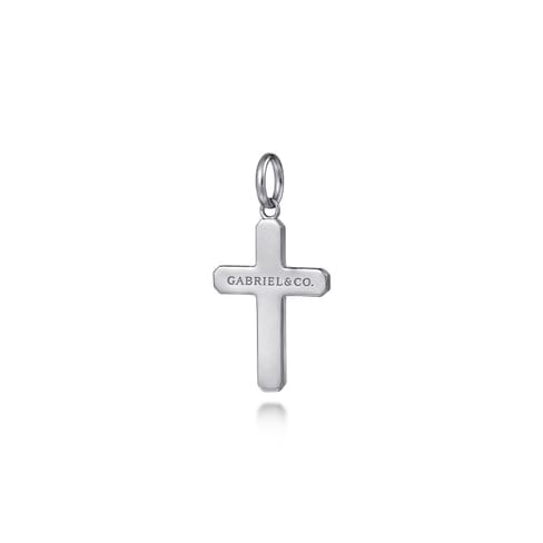 925 Sterling Silver Cross Pendant with Vertical Brush - PCM20040SVJJJ-Gabriel & Co.-Renee Taylor Gallery